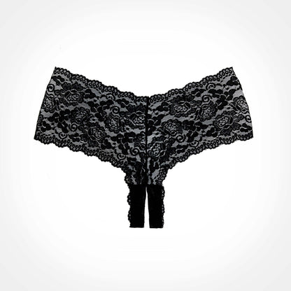 Candy Apple Crotchless Lace Booty Shorts/ Panties - Black - Thorn & Feather
