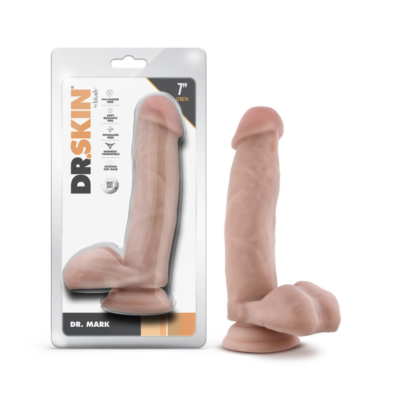 7 Inch Dildo With Balls - Beige - Thorn & Feather