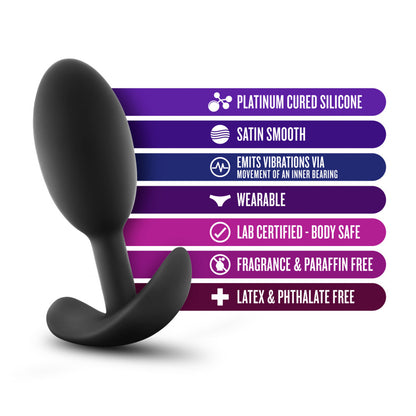 Silicone Vibra Slim Plug - Medium, Black - Thorn & Feather
