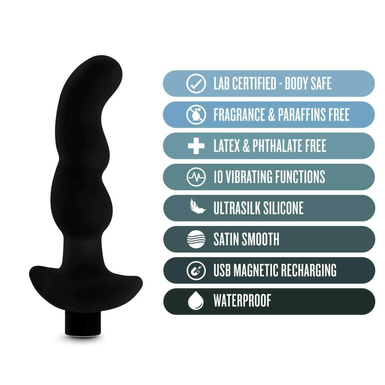 Silicone Vibrating Prostate Massager 03 - Black - Thorn & Feather