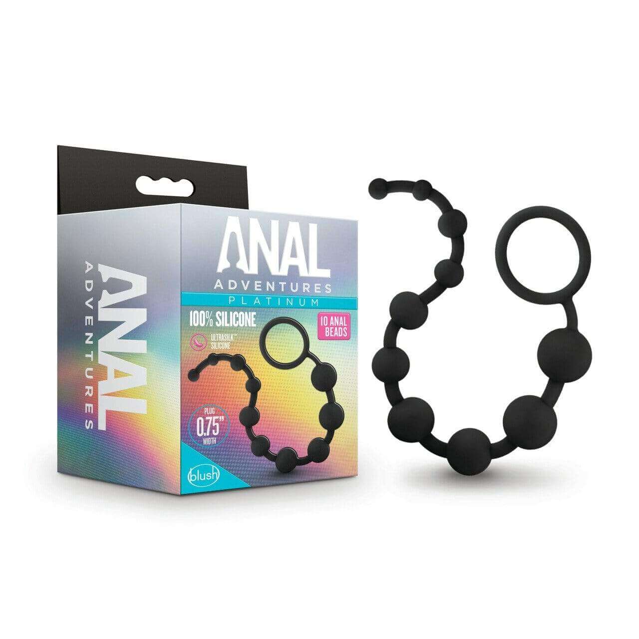 Silicone 10 Anal Beads - Black - Thorn & Feather