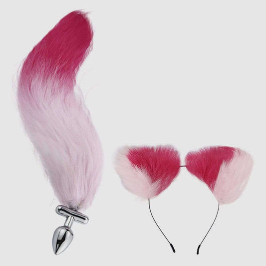 Fox Tail Drip Design Butt Plug With Ears Hair Band - Thorn & Feather Sex Toy Canada