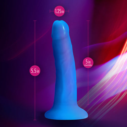 Neo Elite 6 Inch Silicone Dual Density Cock - Neon Blue - Thorn & Feather