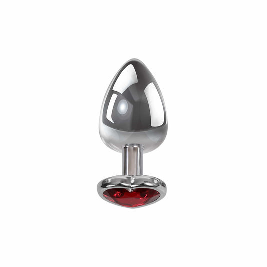 Red Heart Gem Anal Plug Chrome/Red - Medium - Thorn & Feather Sex Toy Canada