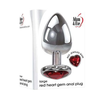 Red Heart Gem Anal Plug Chrome/Red - Large - Thorn & Feather