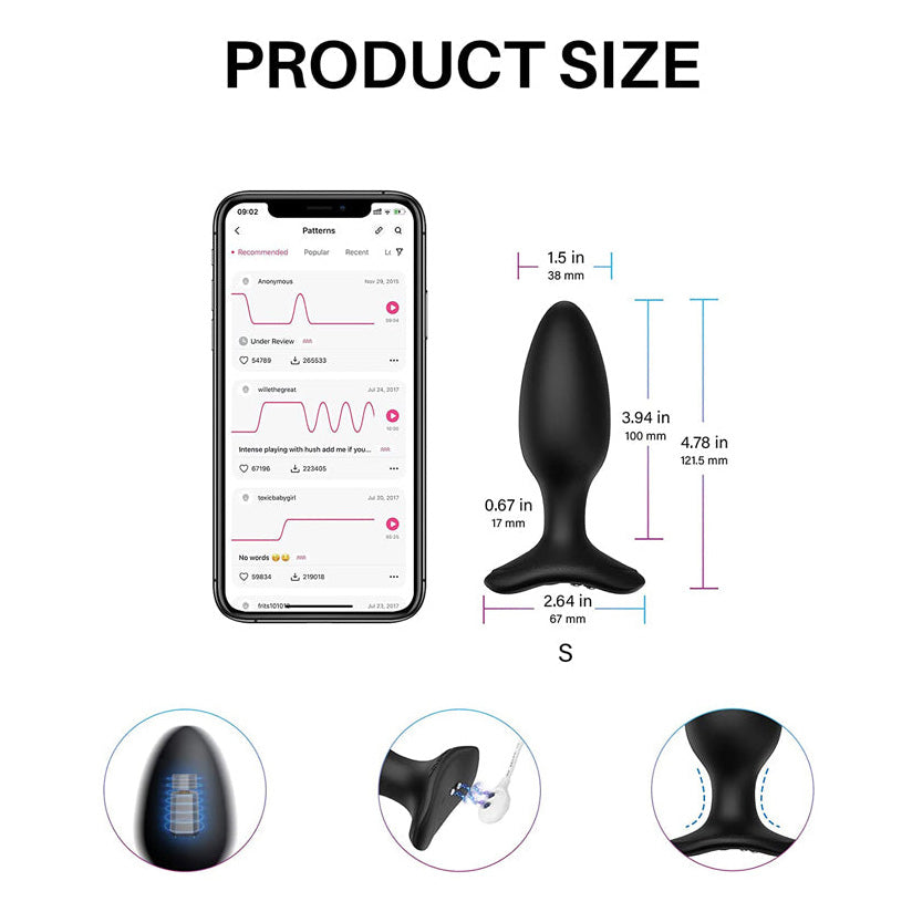 Lovense Hush 2 App-controlled Vibrating Butt Plug - 1.5 Inch - Thorn & Feather Sex Toy Canada