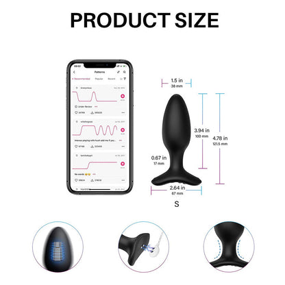 Lovense Hush 2 App-controlled Vibrating Butt Plug - 1.5 Inch - Thorn & Feather