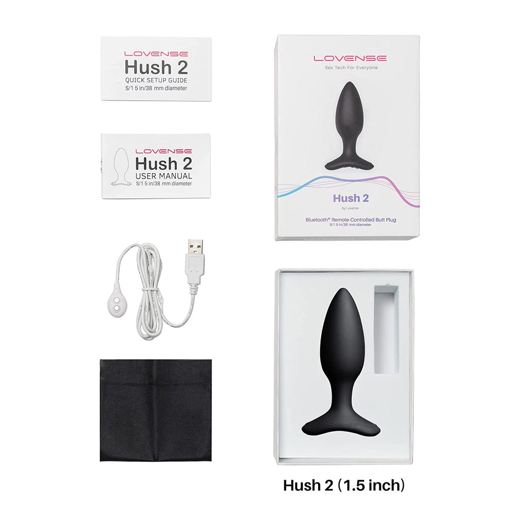 Lovense Hush 2 App-controlled Vibrating Butt Plug - 1.5 Inch - Thorn & Feather Sex Toy Canada