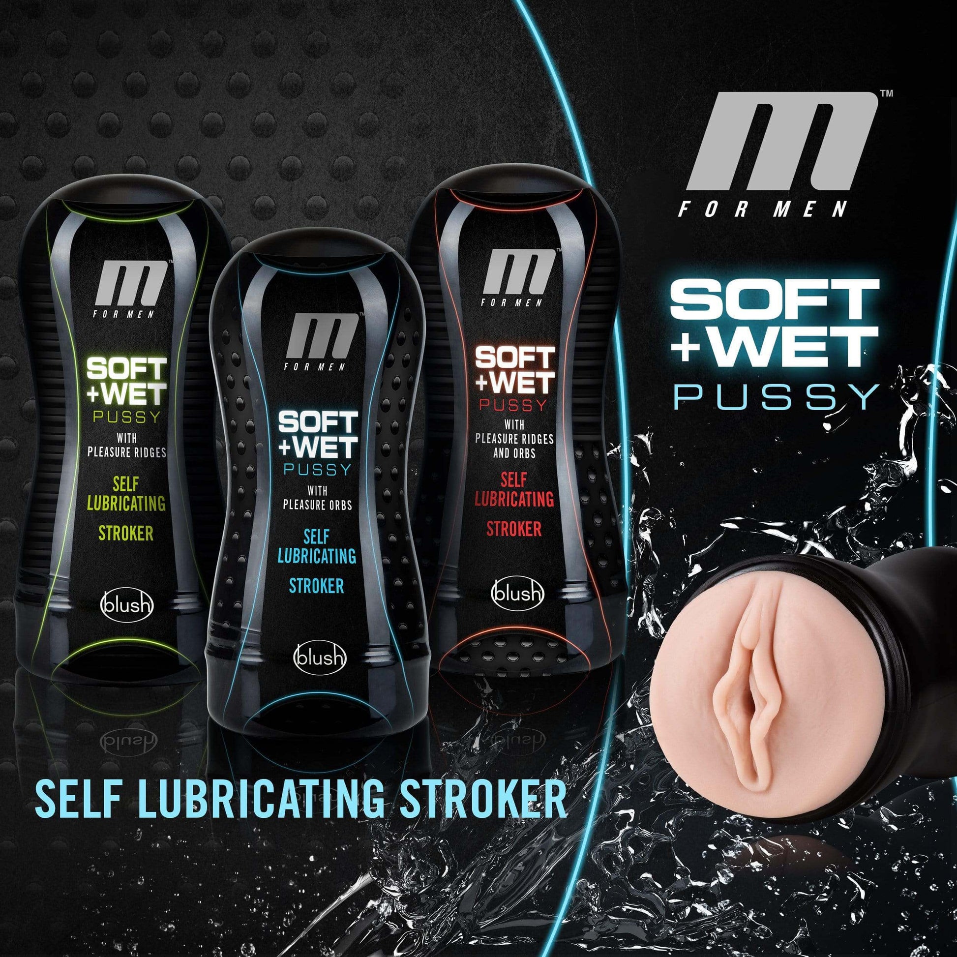 M for Men - Soft and Wet - Pussy with Pleasure Ridges - Self Lubricating Stroker Cup - Vanilla - Thorn & Feather Sex Toy Canada