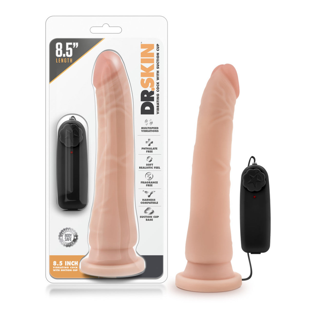 Dr. Skin 8.5 Inch Vibrating Realistic Cock With Suction Cup - Vanilla - Thorn & Feather