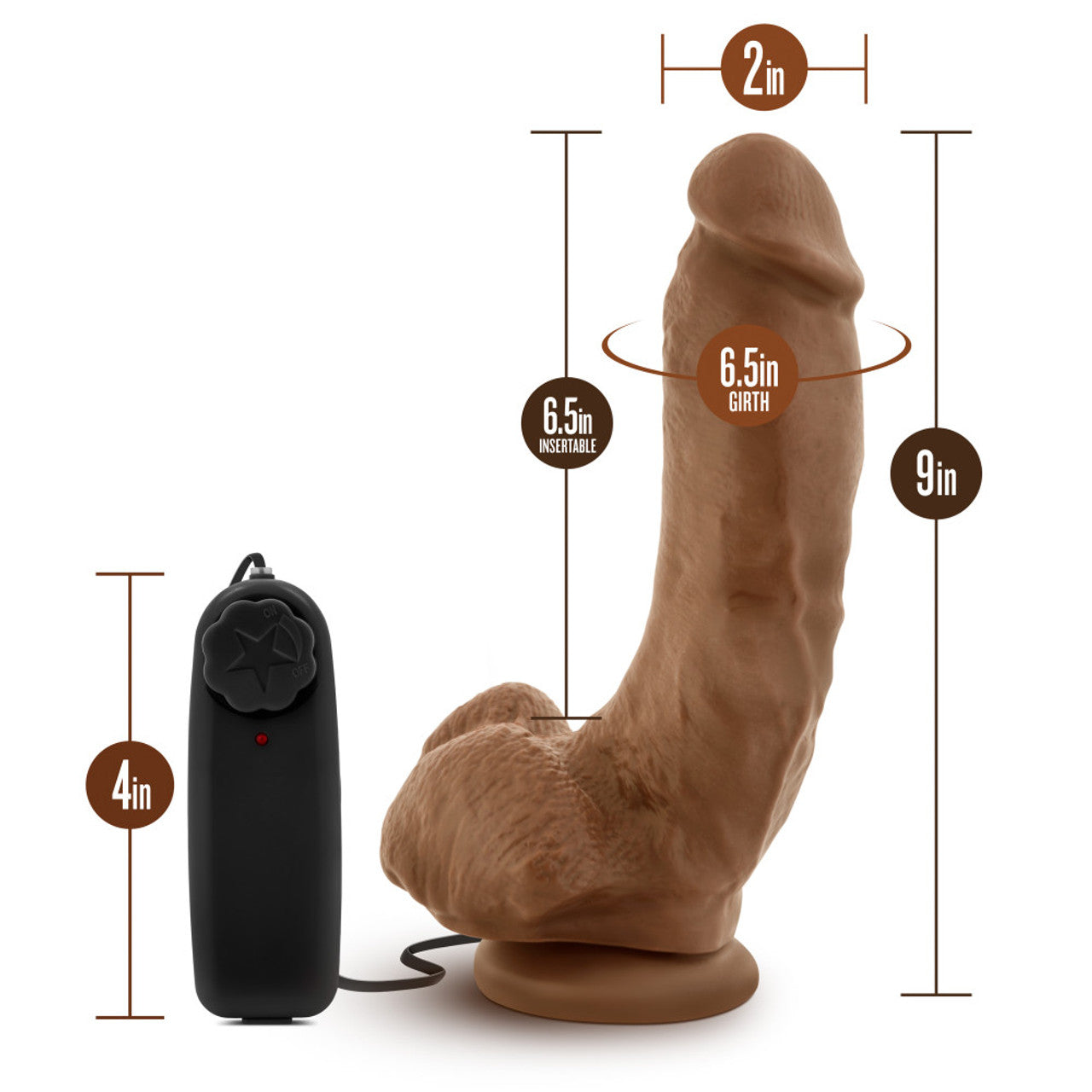 Loverboy The Boxer 9" Vibrating Realistic Cock - Mocha - Thorn & Feather Sex Toy Canada