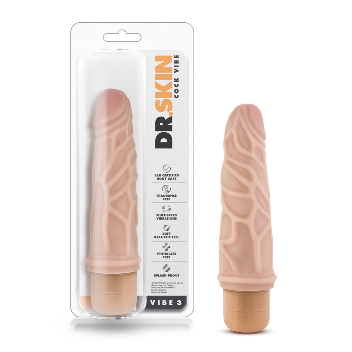 Dr. Skin Cock Vibe 2 9 Inch Vibrating Cock - Beige - Thorn & Feather