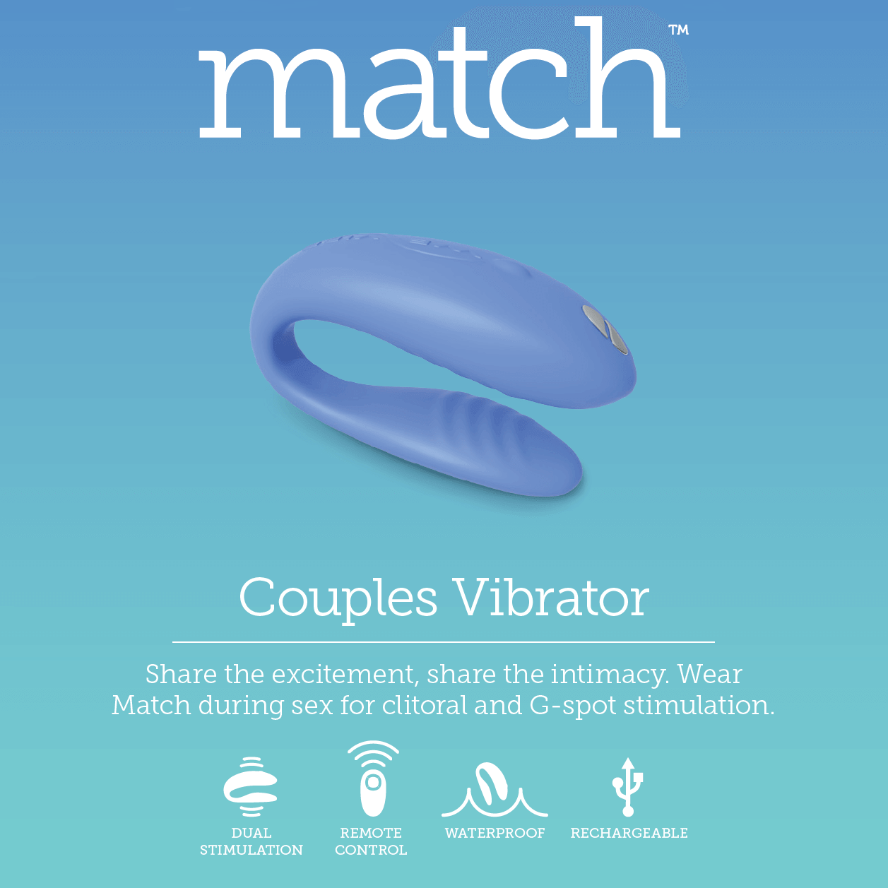 We-Vibe Match Couples Vibrator - Periwinkle - Thorn & Feather