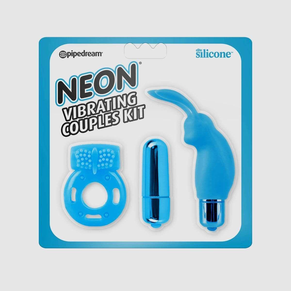 Neon Vibrating Couples Kit - Blue - Thorn & Feather