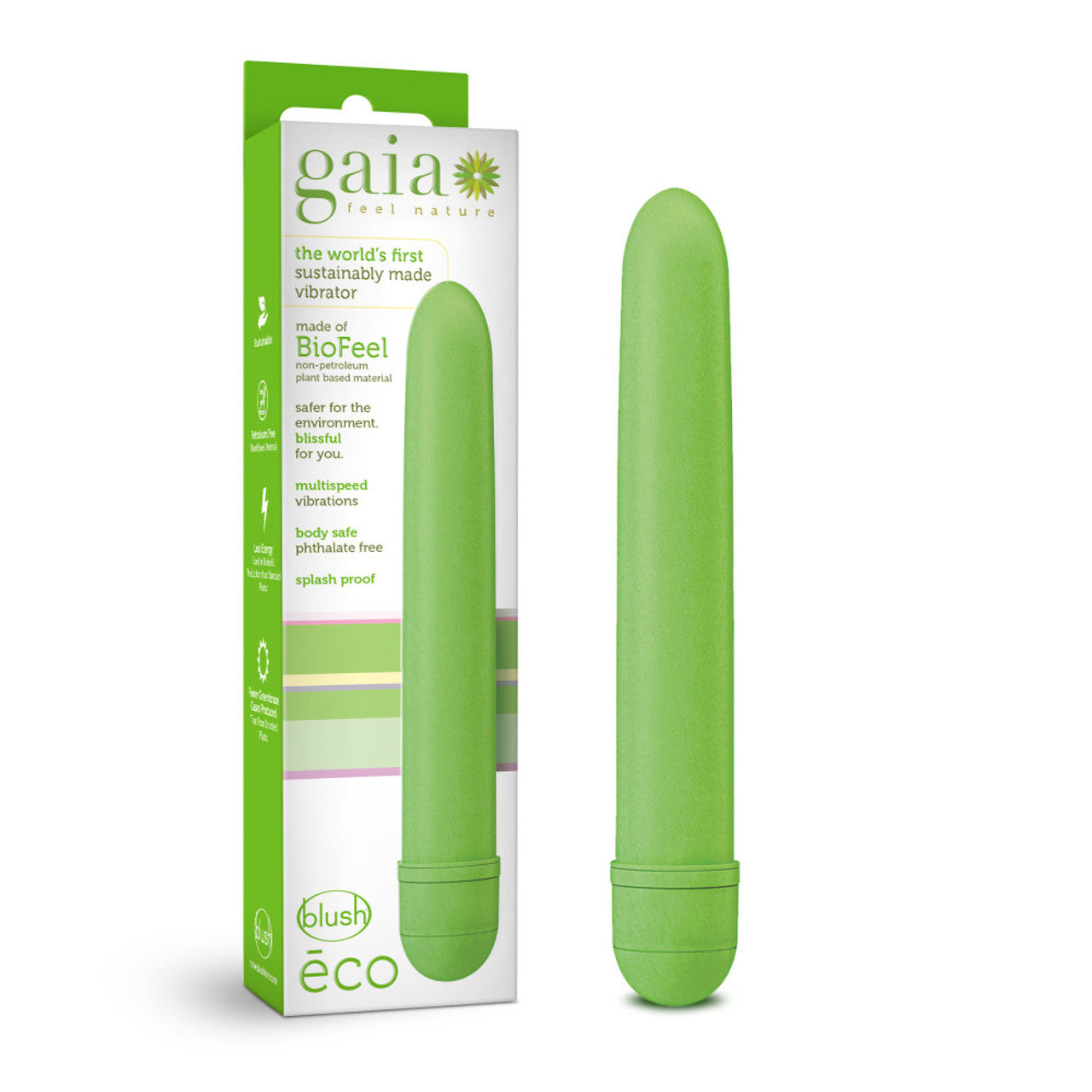 Gaia Eco Biadegradable Vibrator - Green - Thorn & Feather Sex Toy Canada