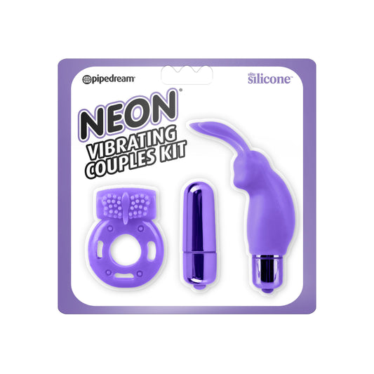 Neon Vibrating Couples Kit - Purple - Thorn & Feather