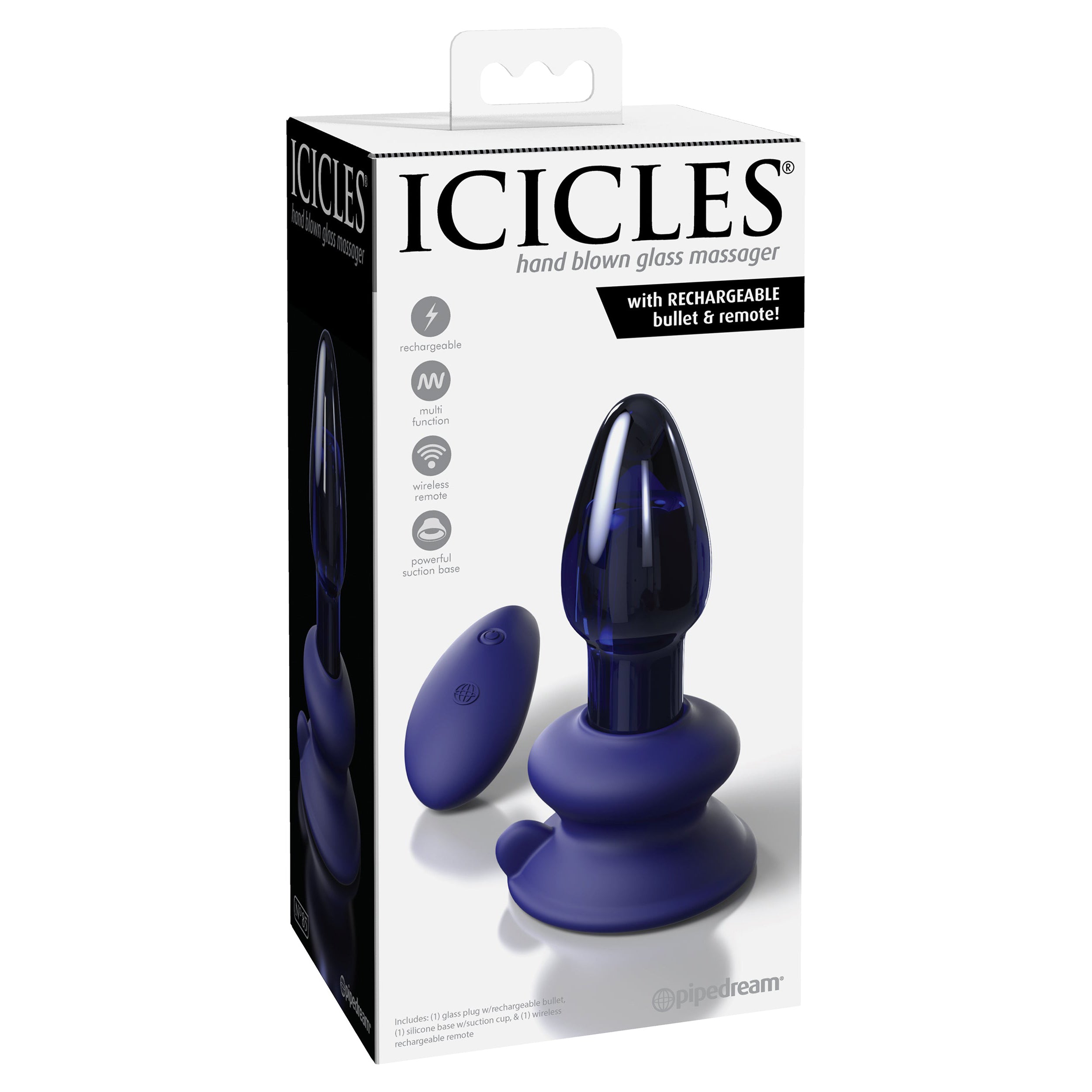 Icicles No.85 w Rechargeable Vibrator & Remote - Thorn & Feather