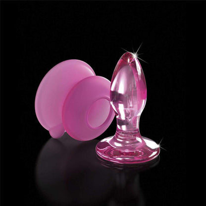 Icicles No. 90 Pink Glass Suction Cup Anal Plug - Thorn & Feather
