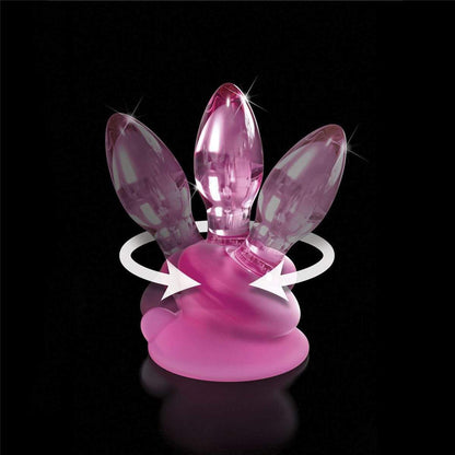 Icicles No. 90 Pink Glass Suction Cup Anal Plug - Thorn & Feather