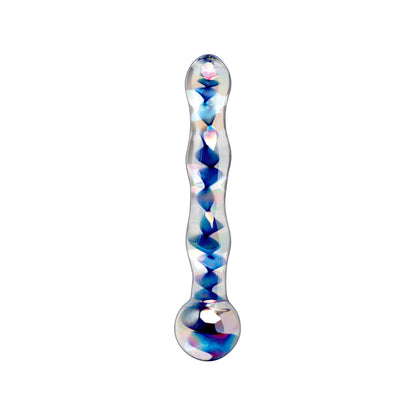 Icicles No. 8 Blue Swirls Hand Blown Glass Massager Dildo - Thorn & Feather