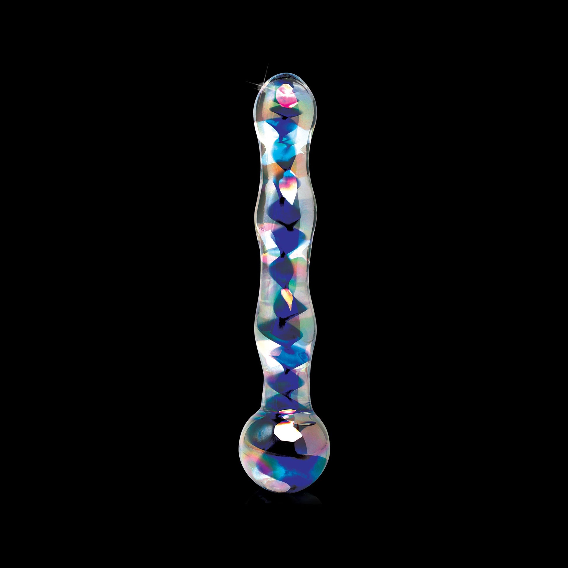 Icicles No. 8 Blue Swirls Hand Blown Glass Massager Dildo - Thorn & Feather