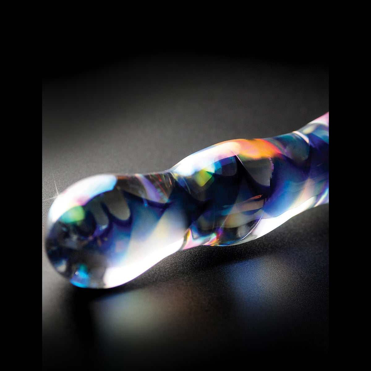 Icicles No. 8 Blue Swirls Hand Blown Glass Massager Dildo - Thorn & Feather