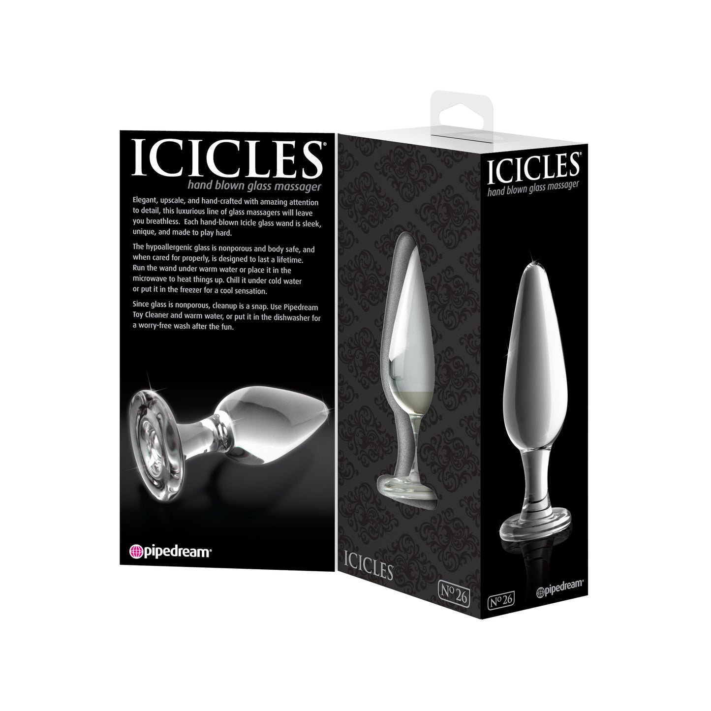 Icicles No. 26 Clear Glass Butt Plug - Thorn & Feather Sex Toy Canada
