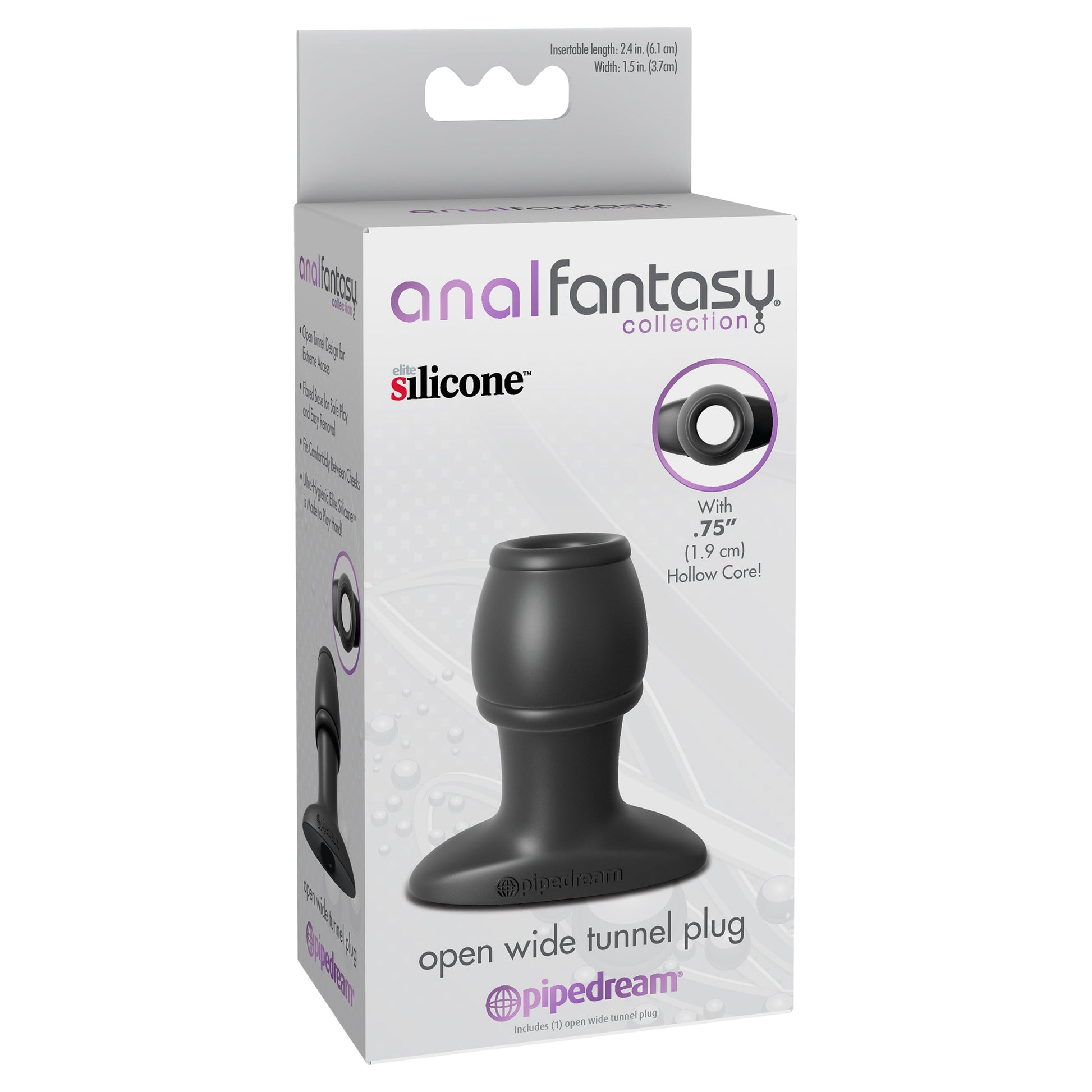 Anal Fantasy Collection Open Wide Tunnel Plug - Black - Thorn & Feather Sex Toy Canada