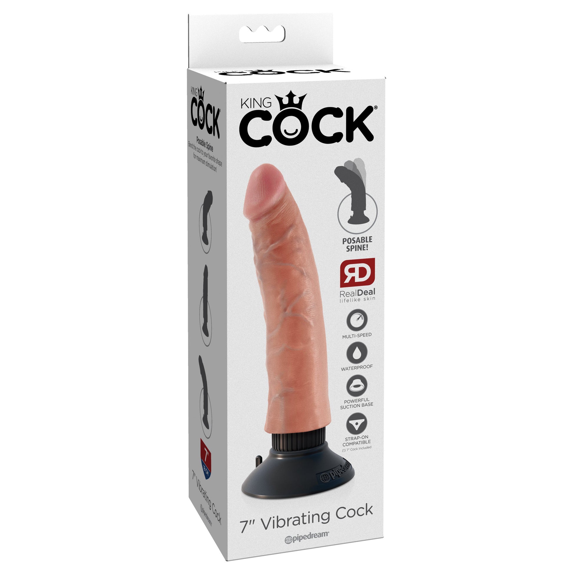 King Cock 7" Vibrating Cock - Flesh - Thorn & Feather Sex Toy Canada