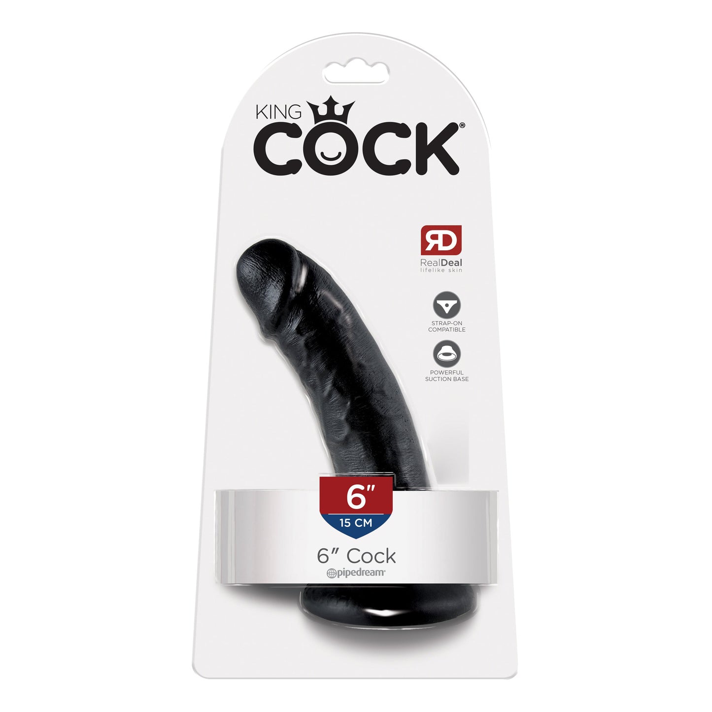 King Cock 6" Cock - Black - Thorn & Feather