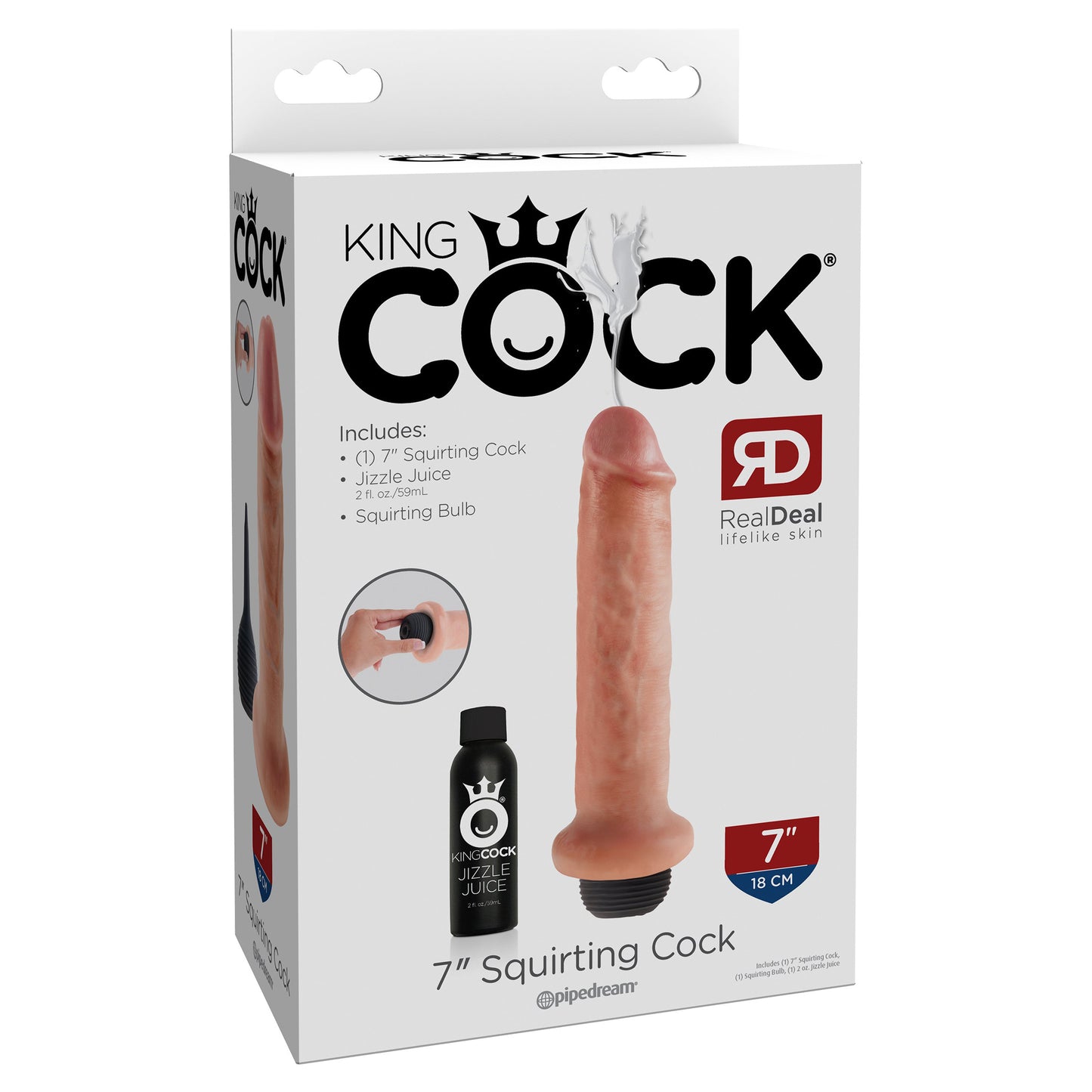 King Cock 7" Squirting Cock - Flesh - Thorn & Feather