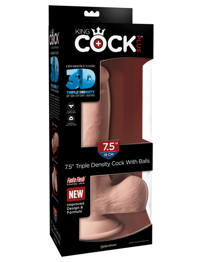 King Cock Plus 7.5"" Triple Density Cock with Balls - Light - Thorn & Feather