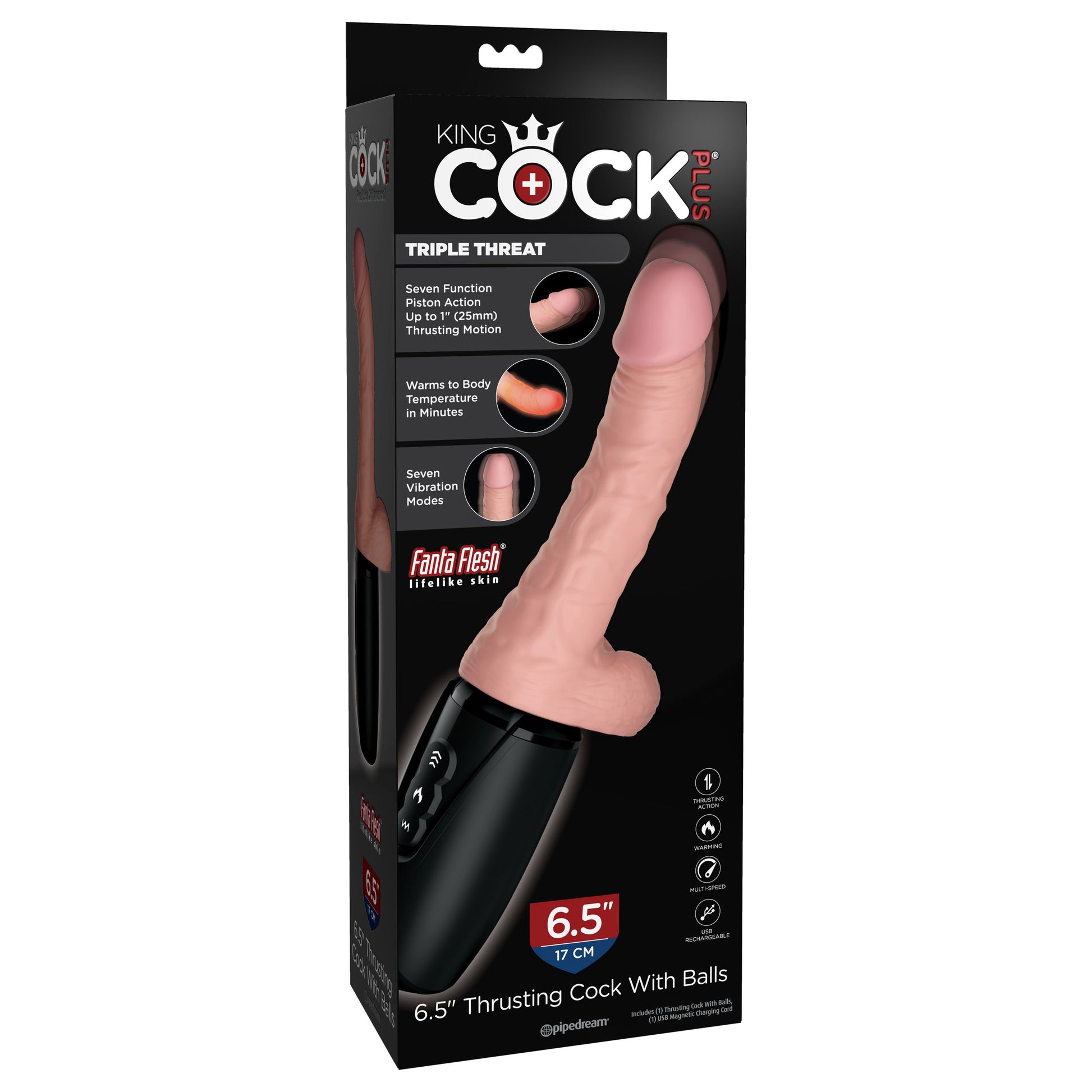 King Cock Plus 6.5" Thrusting Cock with Balls - Light - Thorn & Feather