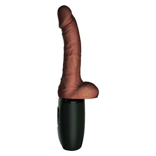 King Cock Plus 7.5" Thrusting Cock with Balls - Brown - Thorn & Feather Sex Toy Canada