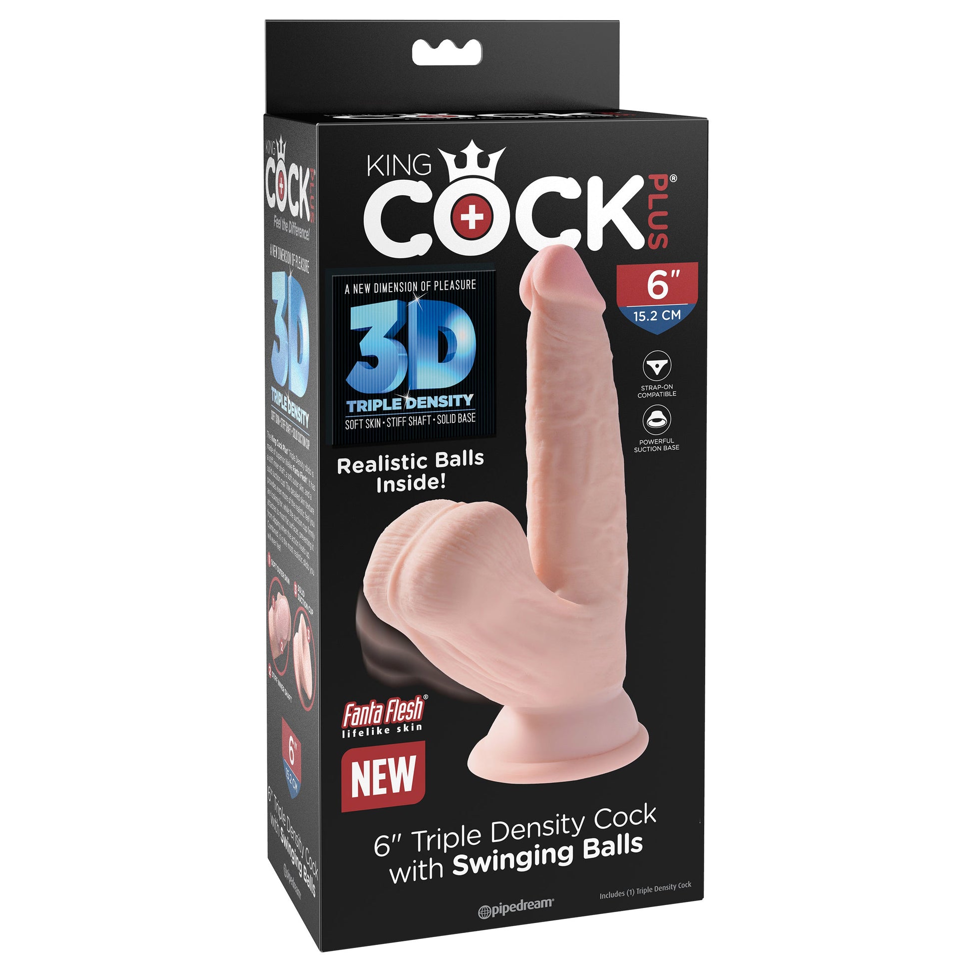 King Cock Plus 6" Triple Density Cock With Swinging Balls - Light - Thorn & Feather
