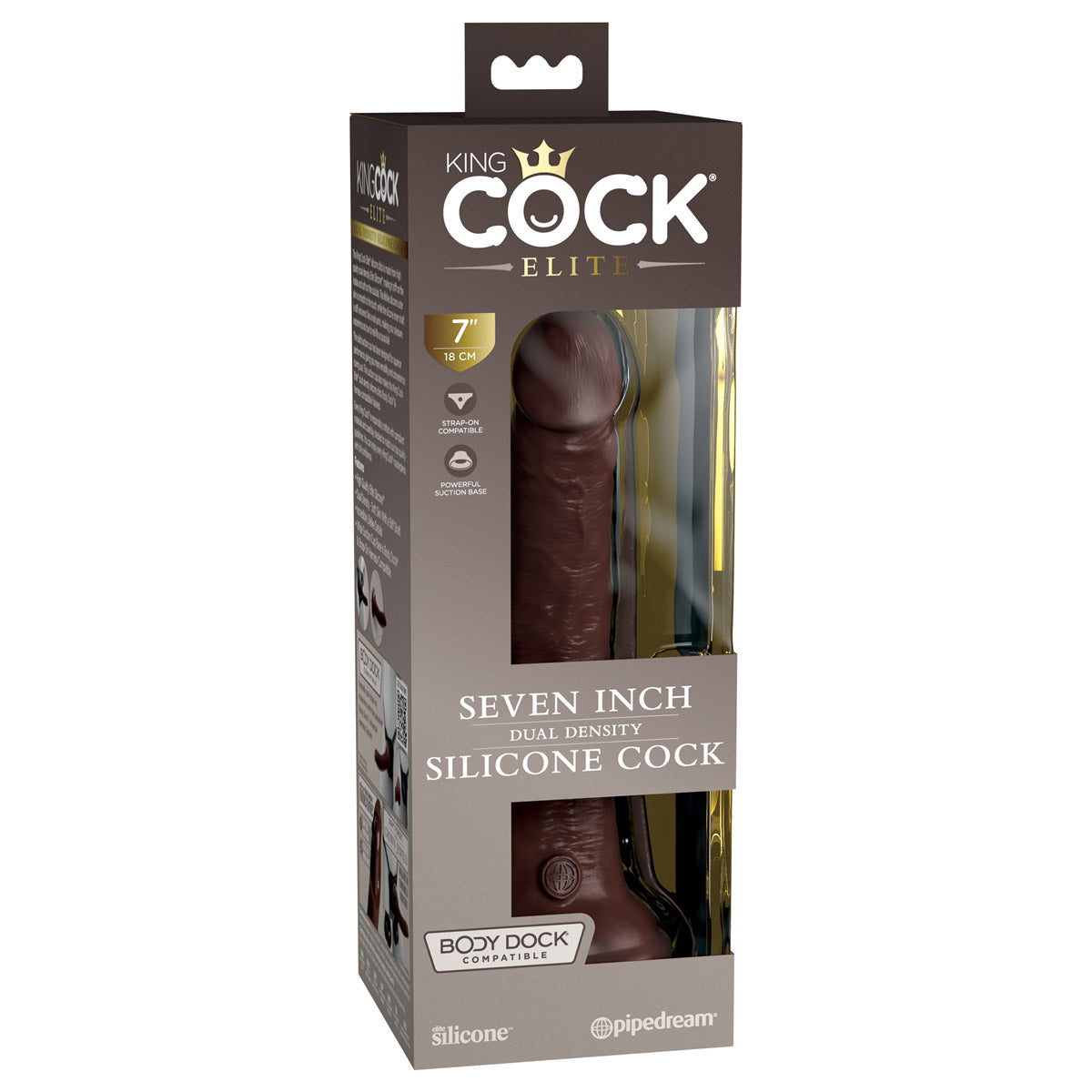 King Cock Elite 7" Silicone Dual Density Cock - Brown - Thorn & Feather