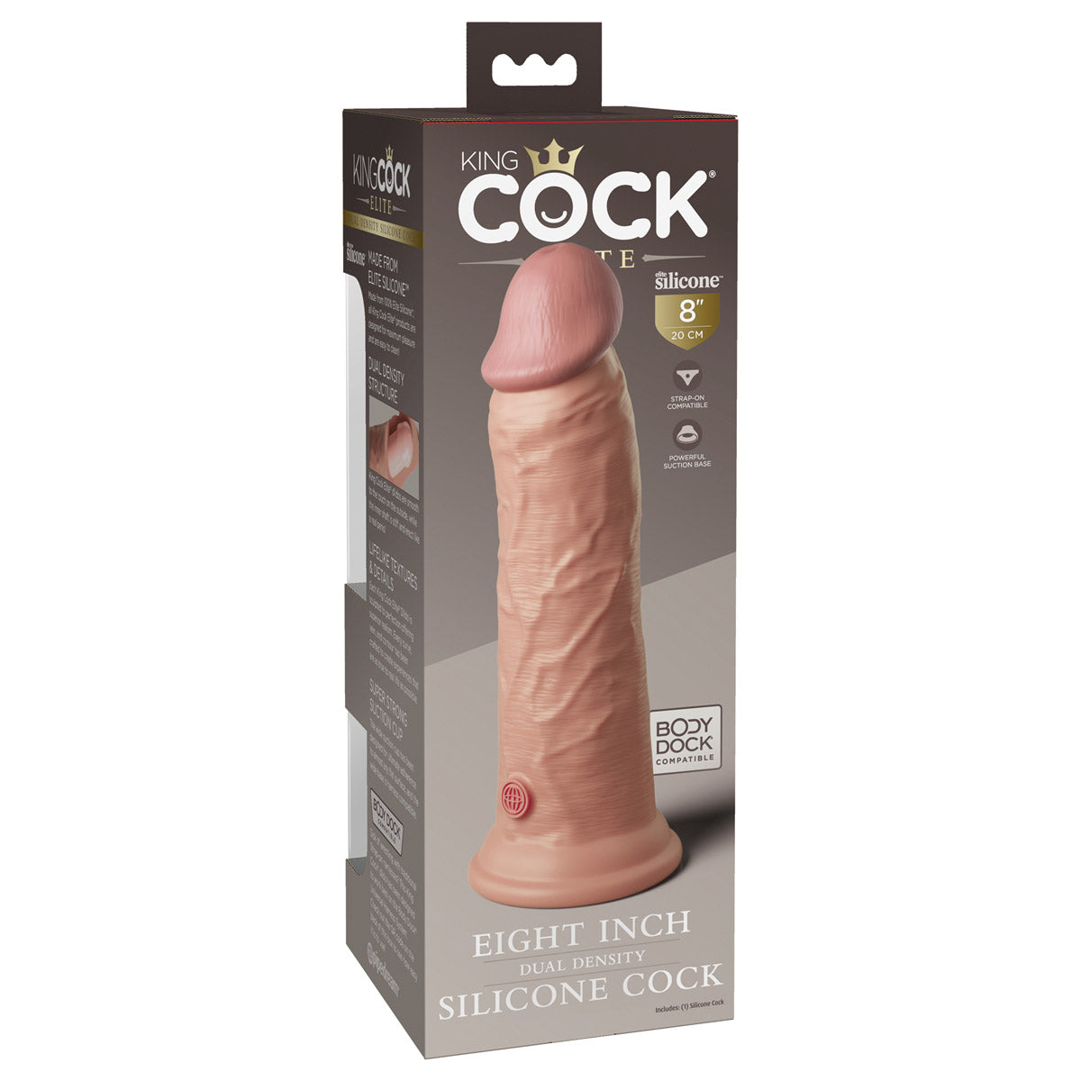 King Cock Elite 8" Silicone Dual Density Cock - Light - Thorn & Feather