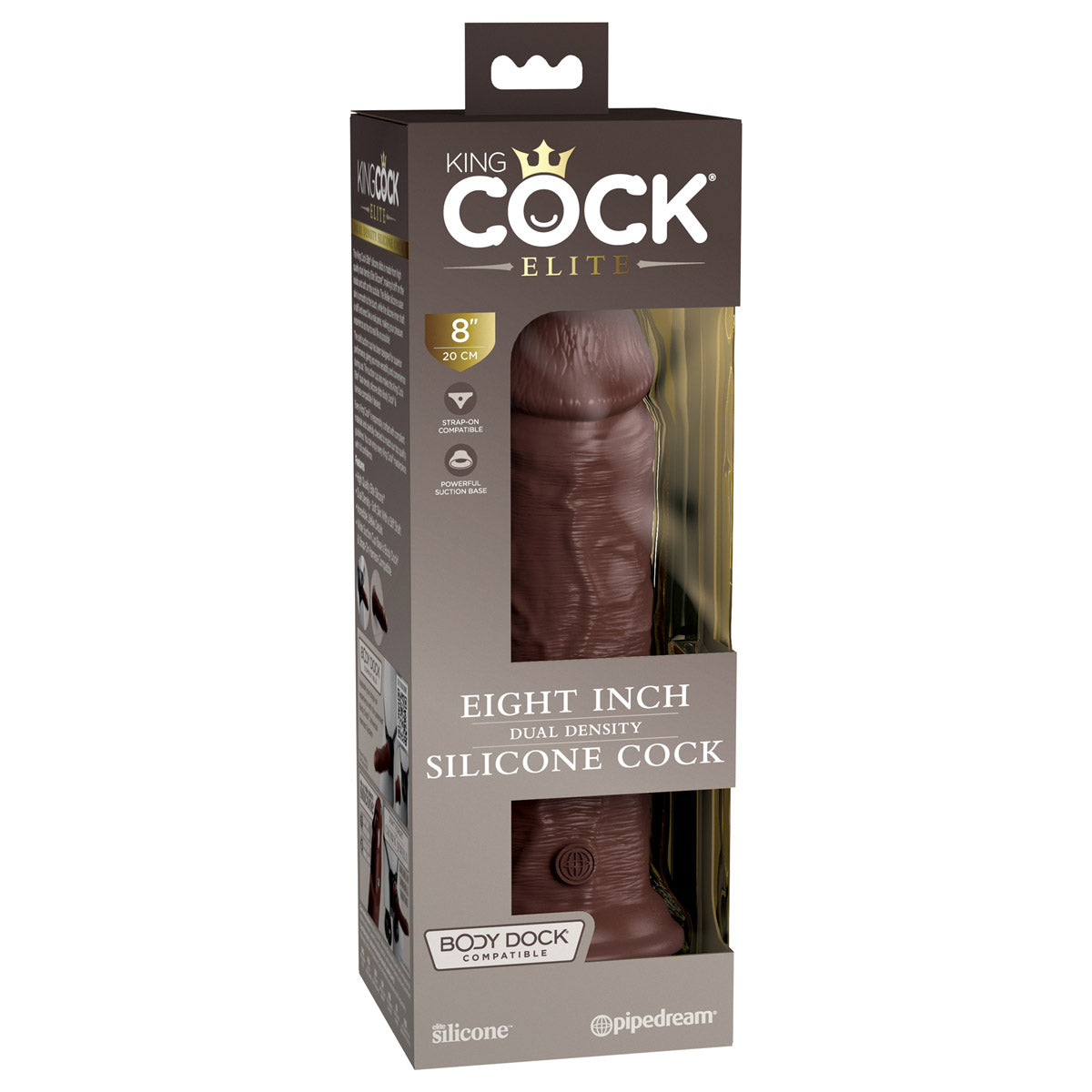 King Cock Elite 8" Silicone Dual Density Cock - Brown - Thorn & Feather Sex Toy Canada