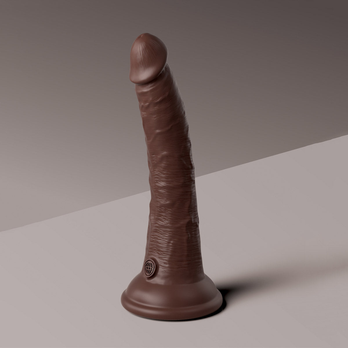 King Cock Elite 7" Dual Density Vibrating Silicone Cock with Remote - Brown - Thorn & Feather