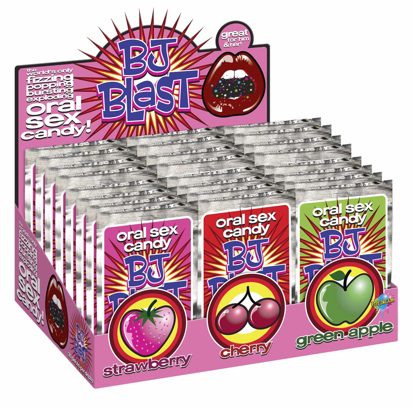 BJ Blast Oral Sex Candy - Strawberry, Cherry, Apple (36 Pieces) - Thorn & Feather