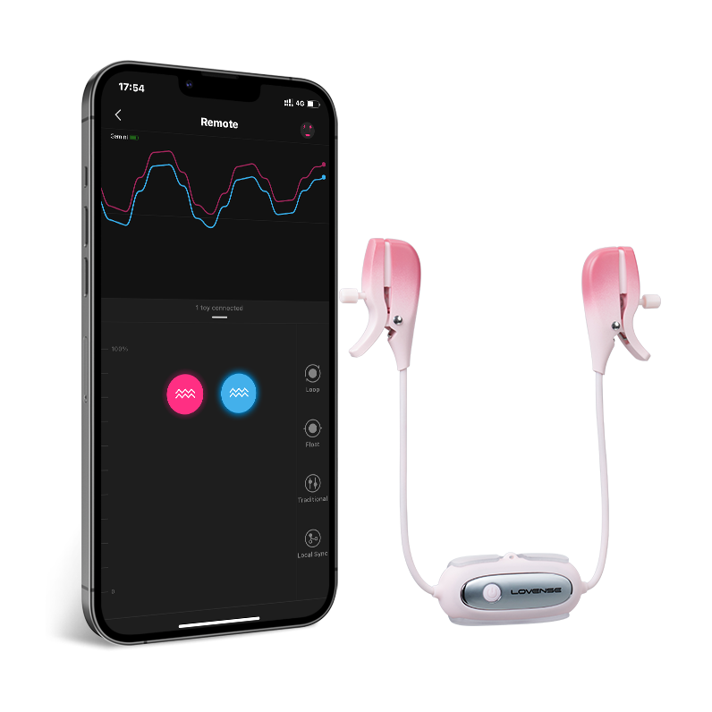 Lovense Gemini Bluetooth Vibrating Nipple Clamps - Thorn & Feather