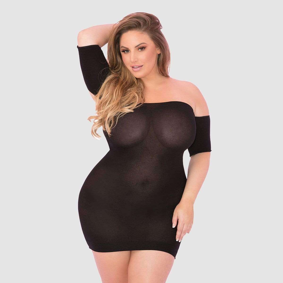 Pink Lipstick - All Night Wrong Dress - Black, Plus Size - Thorn & Feather