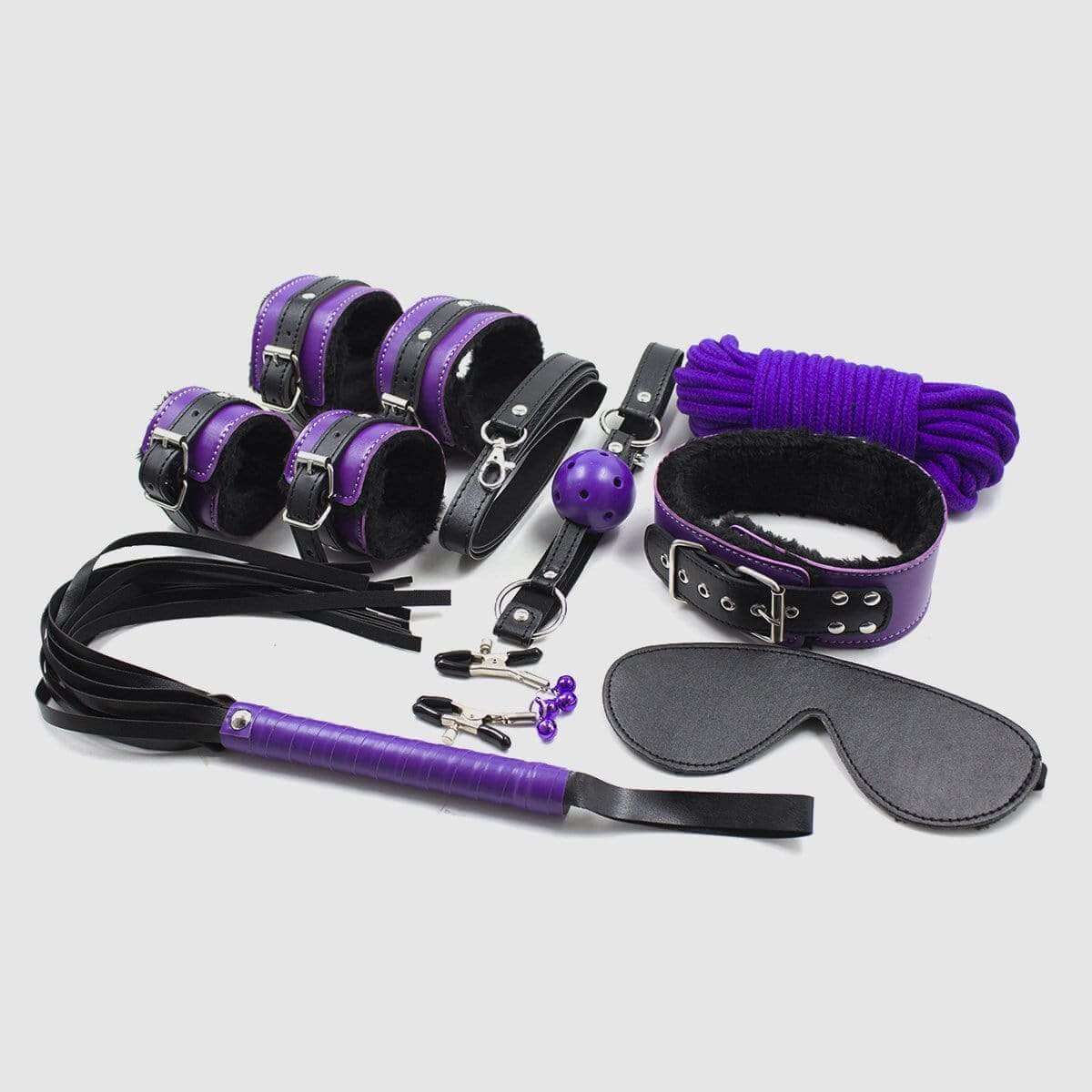 Purple & Black Premium 8 Piece Bondage Kit - Thorn & Feather Sex Toy Canada