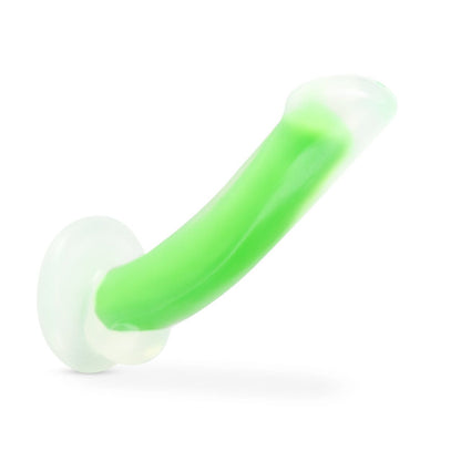 Glow in the Dark 7" Silicone Dual Density Dildo - Green - Thorn & Feather
