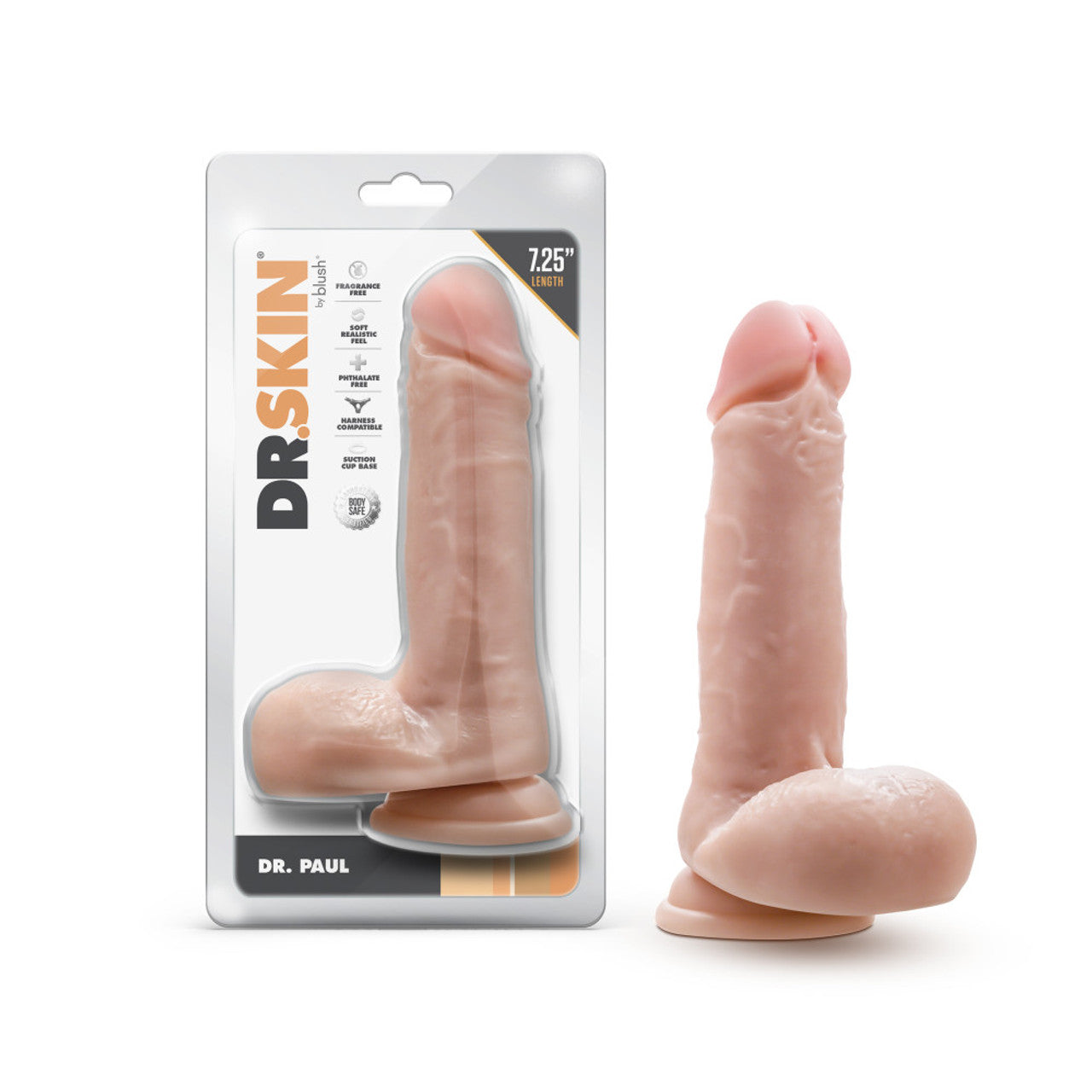 Dr. Skin 7.25 Inch Dildo With Balls - Beige - Thorn & Feather