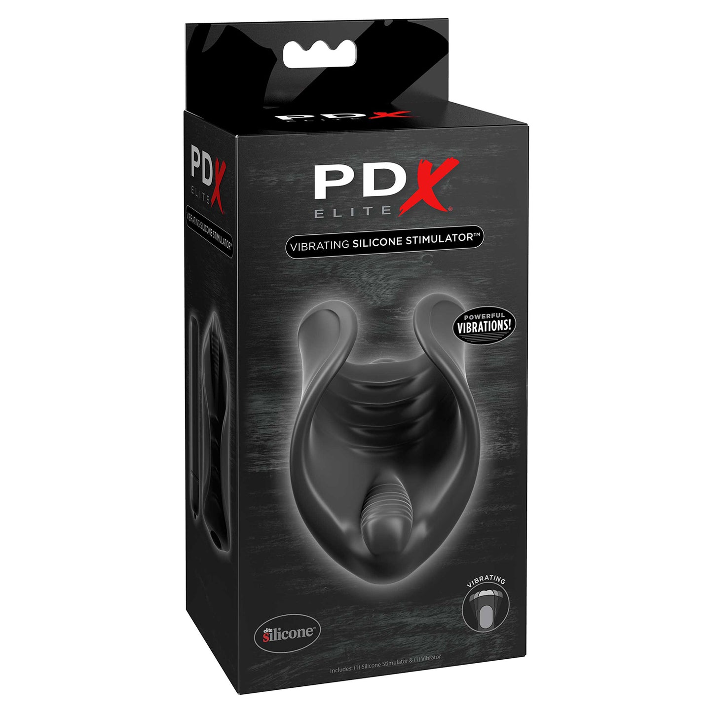 PDX Elite Vibrating Silicone Stimulator - Black - Thorn & Feather