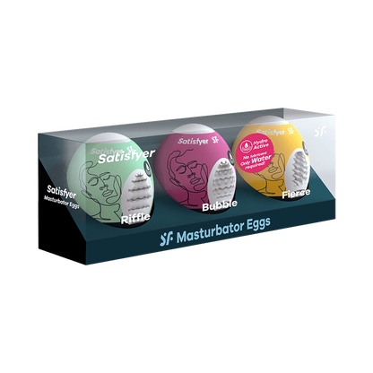 Satisfyer Masturbator Egg - 3 piece Set (Riffle, Bubble, Fierce) Assorted - Thorn & Feather