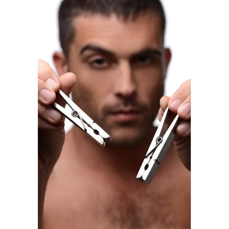 Tom of Finland Bros Pin Stainless Steel Nipple Clamps - Thorn & Feather Sex Toy Canada
