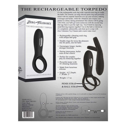 Torpedo Rechargeable Cock Ring - Black - Thorn & Feather