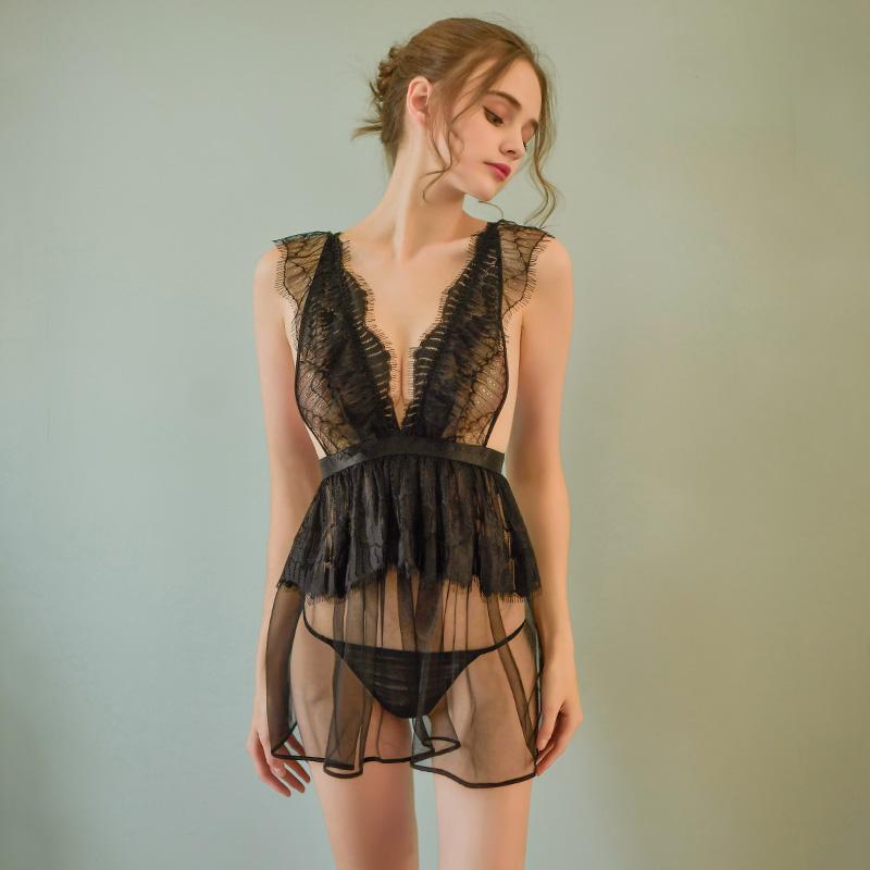 Two Piece Stretch Lace Babydoll Set - Thorn & Feather